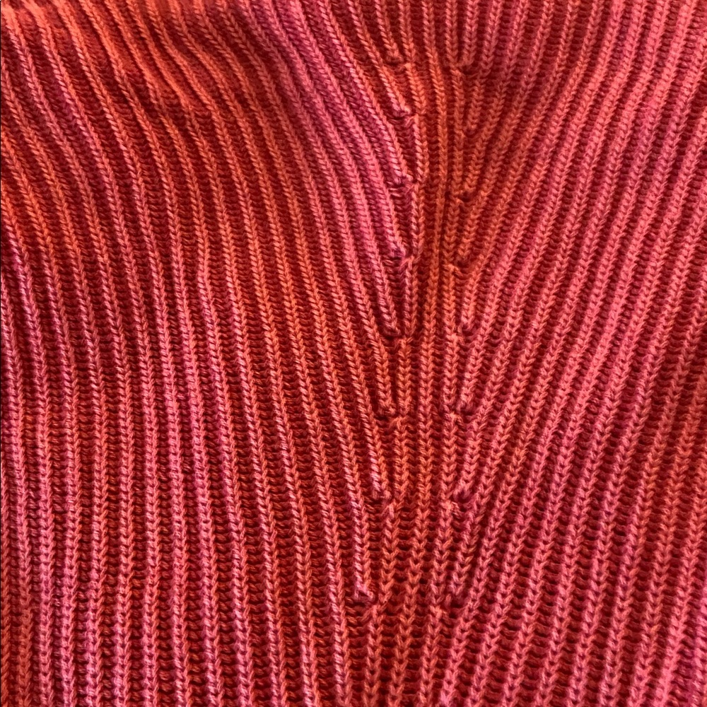 Tyler Boe Washed Rust Cotton Crew Neck Sweater with Ribbed Texture - Picture 8 of 8